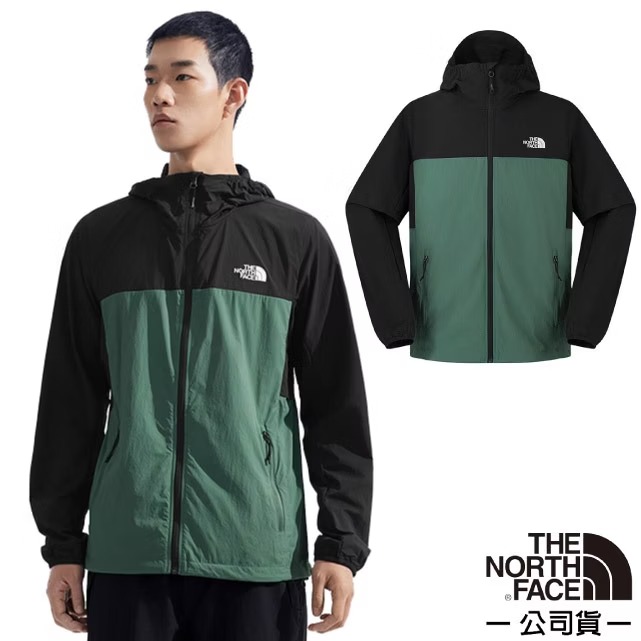 【The North Face】男 SUN CHASE WIND 連帽輕薄外套(亞洲版型) 87VY-LFW 蘆笙綠/黑✿30E010